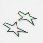 Lynn Ban Pave Green Star Hoop Earrings