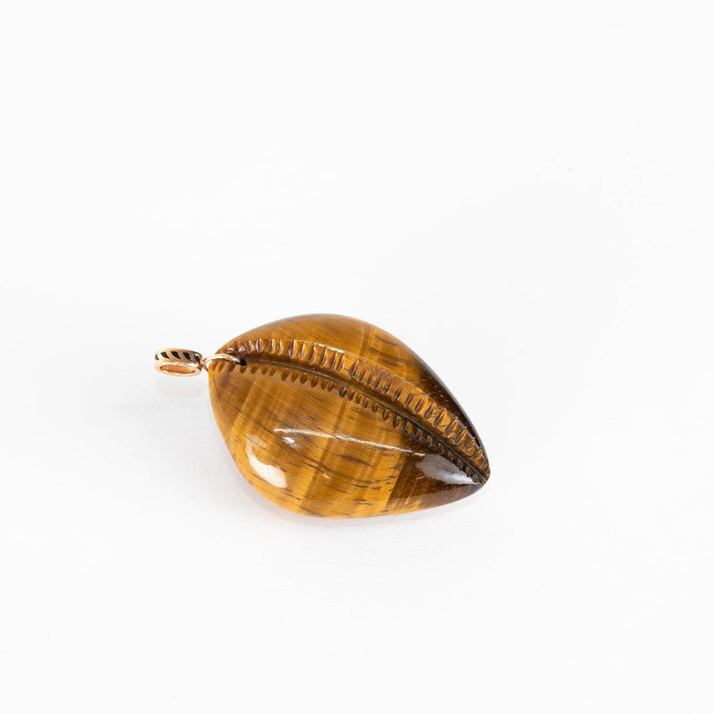 Dezso By Sara Beltra Grande Carved Cowry Shark Fin Enamelling Charm Tiger Eye