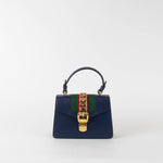 Gucci Navy Blue Leather Mini Sylvie Shoulder Bag