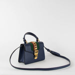 Gucci Navy Blue Leather Mini Sylvie Shoulder Bag