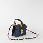 Gucci Navy Blue Leather Mini Sylvie Shoulder Bag