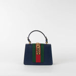 Gucci Navy Blue Leather Mini Sylvie Shoulder Bag