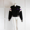 Sandro Black Varsity Fine Knit Bomber Jacket