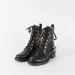 Lanvin Black Biker Boot With Gold Hardware