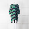 Monse Navy Green Striped Cotton Tunic Dress