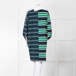 Monse Navy Green Striped Cotton Tunic Dress