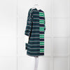 Monse Navy Green Striped Cotton Tunic Dress