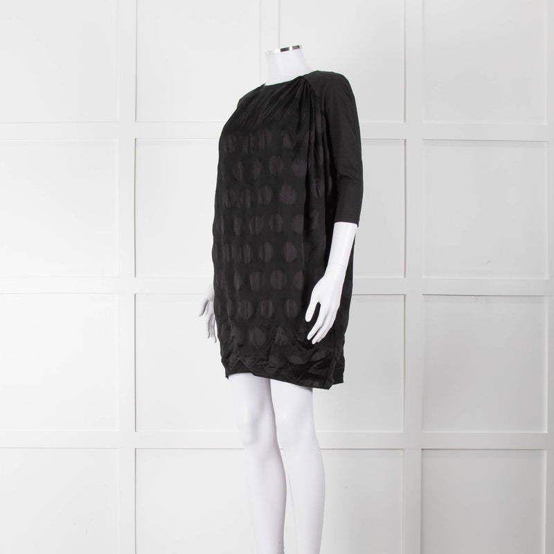 Acne Black On Black Circle Print Tunic Dress