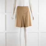 Miu Miu Tan Mini Skirt with Front Pleat