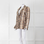 The Kooples Beige Brown Snake Skin Effect Leather Jacket