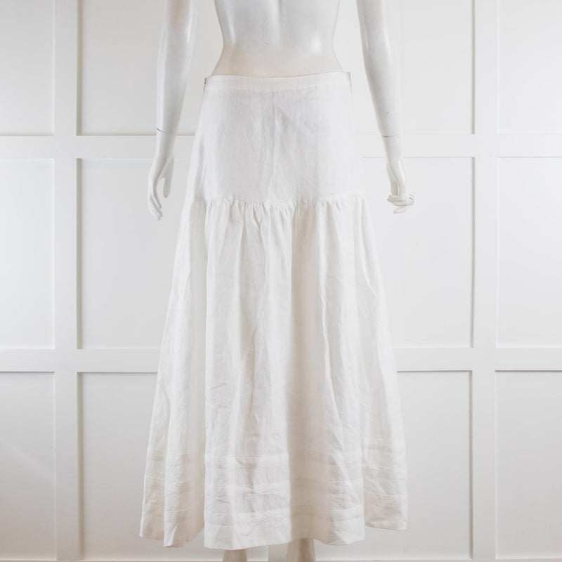 Casa Raki White Linen Tiered Skirt