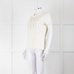 Marccain Cream Pearl Crystal Detail Top