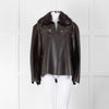 16Arlington Brown Leather Fur Collar Sabine Top