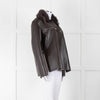 16Arlington Brown Leather Fur Collar Sabine Top