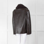 16Arlington Brown Leather Fur Collar Sabine Top