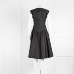 Michael Kors Collection Black Wool Silk Mix Deep V Fit & Flare Dress