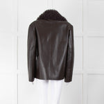 16Arlington Brown Leather Fur Collar Sabine Top