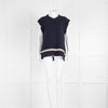 Marni Navy Blue Beige Trim Cashmere Knitted Sleeveless Jumper