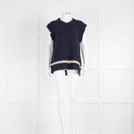 Marni Navy Blue Beige Trim Cashmere Knitted Sleeveless Jumper