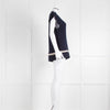 Marni Navy Blue Beige Trim Cashmere Knitted Sleeveless Jumper