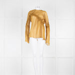 Beaufille Yellow Ochre Silk Mix Ruched Detail Top