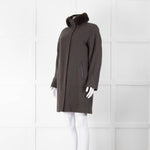 Loro Piana Brown Cashmere Fur Trim Collar Coat