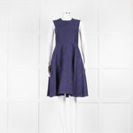 Carolina Herrera Navy Blue Jacquard Fit & Flare Dress