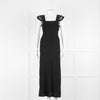 Sezane Black Knitted Frill Strap Maxi Dress