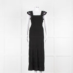 Sezane Black Knitted Frill Strap Maxi Dress