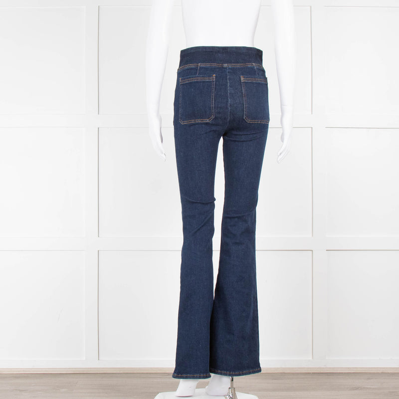 Frame Navy Blue Bardot Jetset Flared Jeans