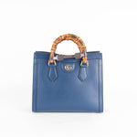 Gucci Navy Blue Diana Bamboo Detail Leather Tote Bag