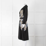 Stella McCartney Black Silk Embroided Leopard Pattern Trench Coat