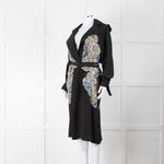 Stella McCartney Black Silk Embroided Leopard Pattern Trench Coat