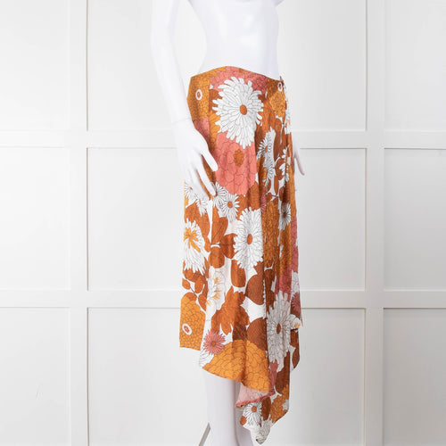 Dodo Bar Or Cream Tan Floral Wrap Asymmetric Front Skirt