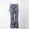 Erdem Blue Black Floral Flared Trousers