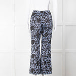 Erdem Blue Black Floral Flared Trousers