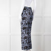 Erdem Blue Black Floral Flared Trousers