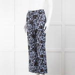 Erdem Blue Black Floral Flared Trousers