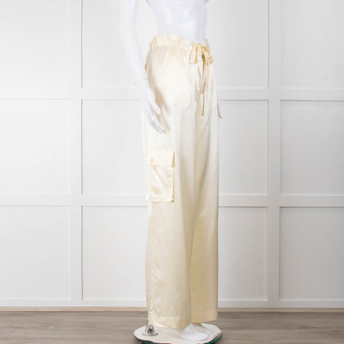 LoveShackFancy Cream Silk Combat Trousers