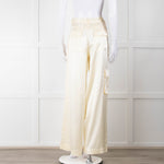 LoveShackFancy Cream Silk Combat Trousers