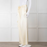 LoveShackFancy Cream Silk Combat Trousers