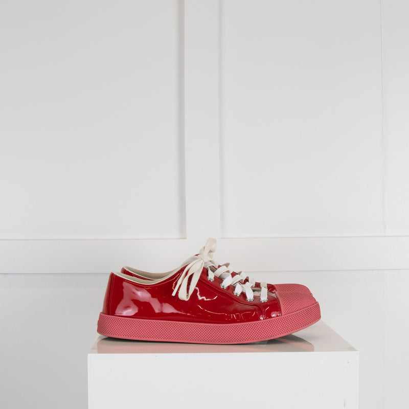 Prada Red Patent Leather Trainers