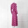 Me + Em Pink Flower Print Ruched Stretch Woven Maxi Dress