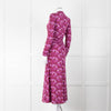 Me + Em Pink Flower Print Ruched Stretch Woven Maxi Dress