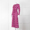 Me + Em Pink Flower Print Ruched Stretch Woven Maxi Dress