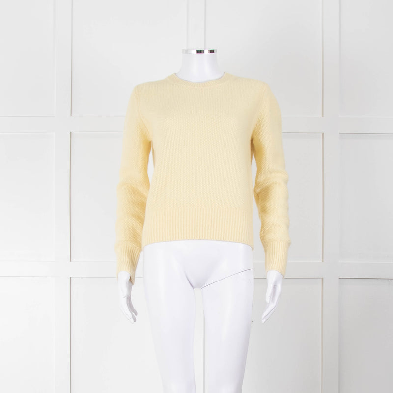 Max Mara Yellow Waffle Knit Round Neck Cashmere Jumper