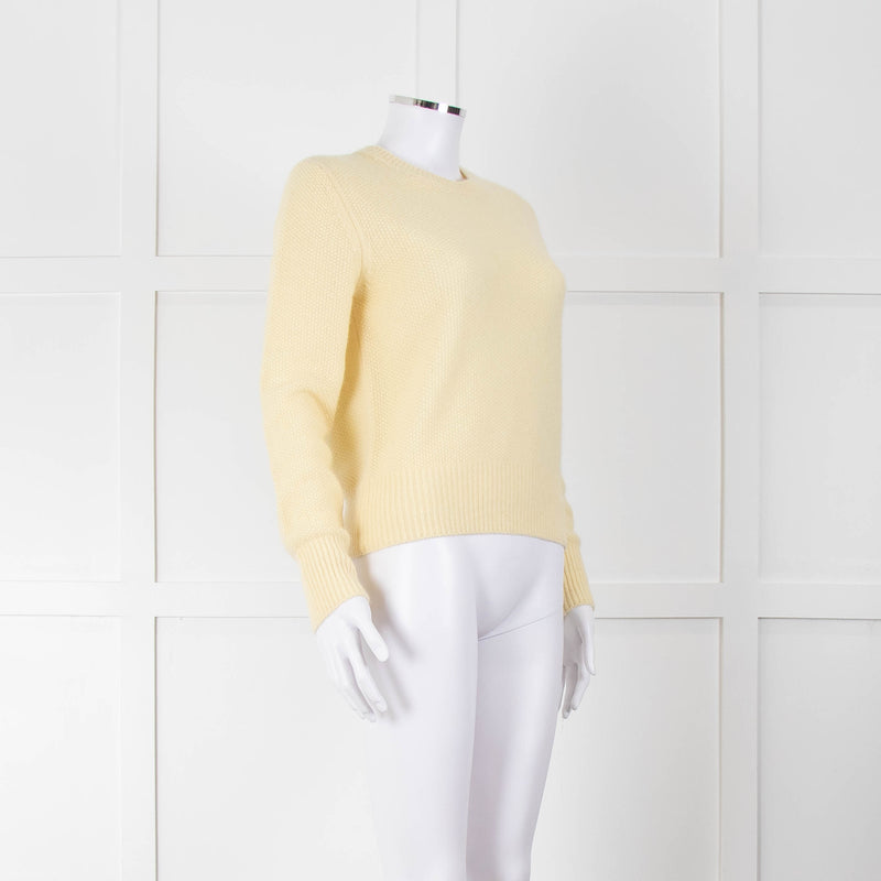 Max Mara Yellow Waffle Knit Round Neck Cashmere Jumper