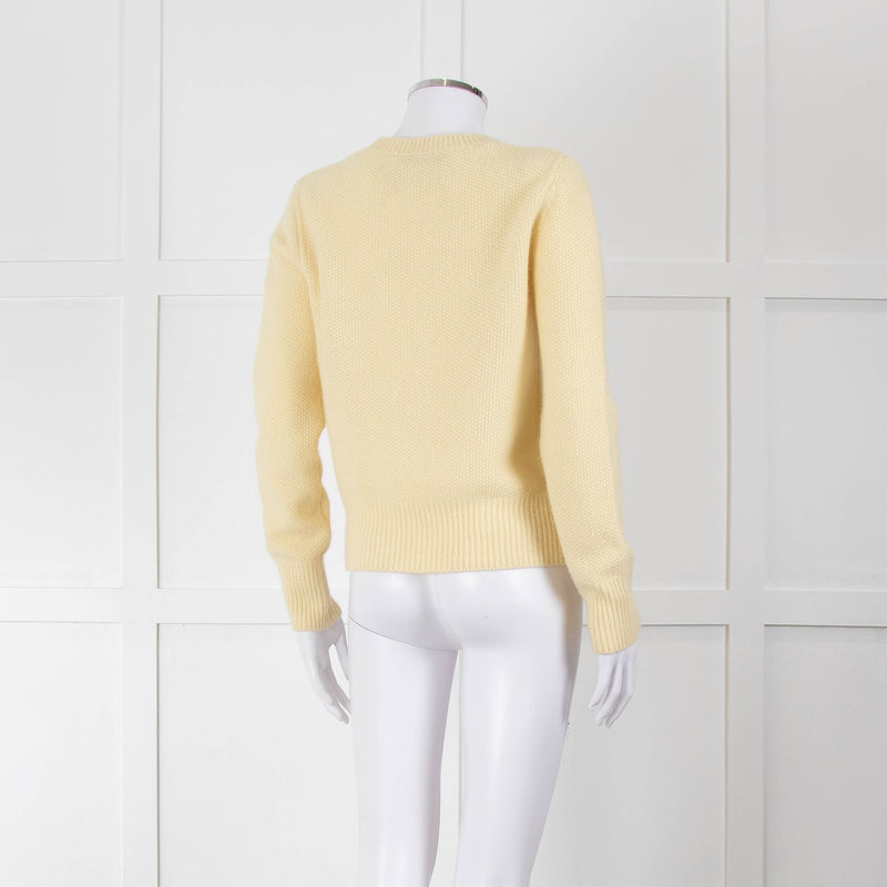 Max Mara Yellow Waffle Knit Round Neck Cashmere Jumper