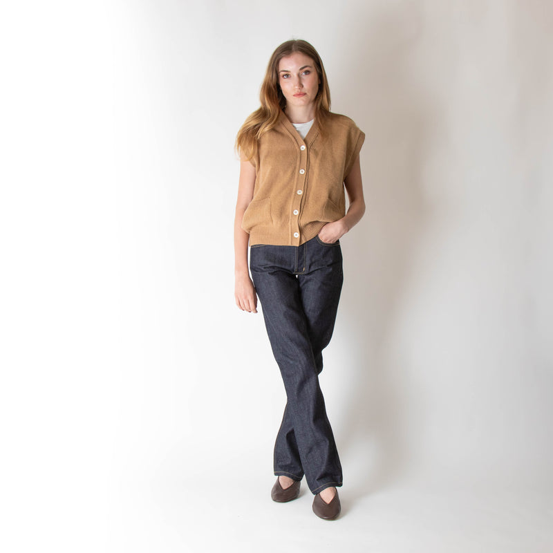 &DAUGHTER Wexford Pocket Waistcoat In Brown Sugar Camel