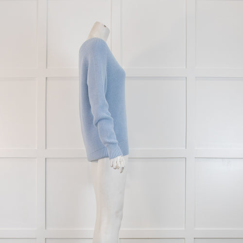 Sheep Inc Blue Knit V Neck Jumper